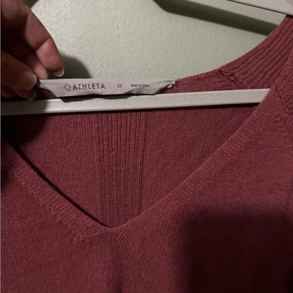 Athleta Burgundy V-Neck Sweater Dress Size M - Picture 2 of 5